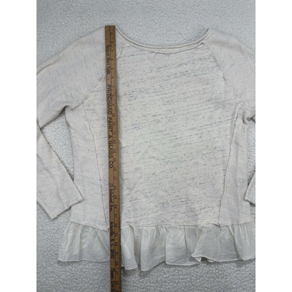 Sundance Cream Oatmeal Sweater Peplum Ruffle Sweatshirt Size L Heathered Layered - Picture 6 of 6